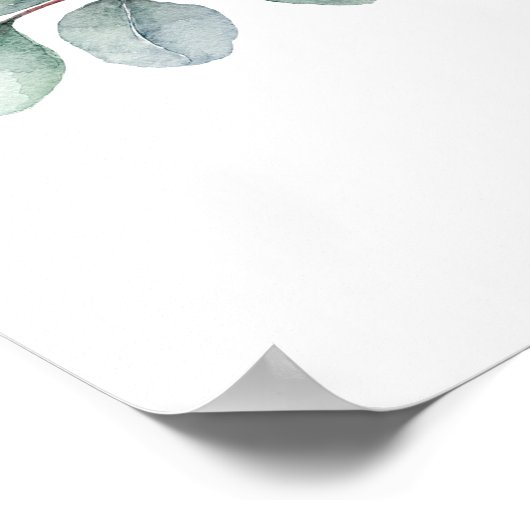 水色ユーカリ幾何結婚的ようこそ ポスター (角)