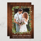 水色ユーカリ感謝していラヴ結婚ズ木材 サンキューカード (正面/裏面)