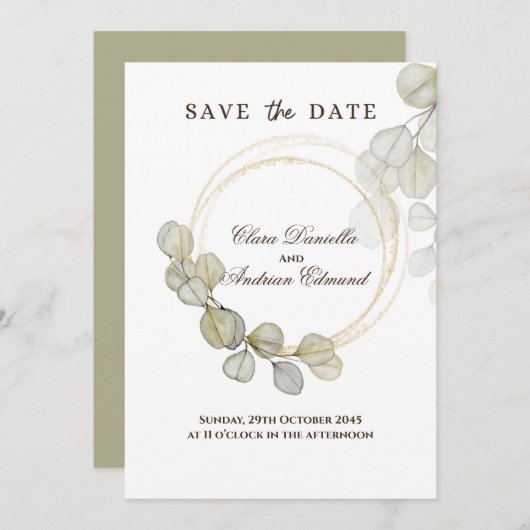 水色ユーカリ日付を保存 (正面/裏面)