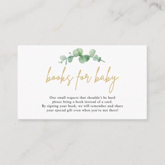 水色ユーカリ本ベビー挿入カード エンクロージャーカード (正面)