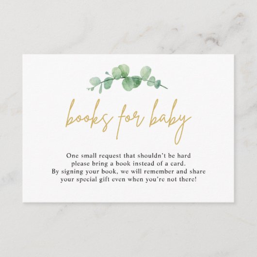 水色ユーカリ本ベビー挿入カード エンクロージャーカード (正面)