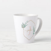 水色ユーカリ枠モノグラム カフェラテマグ (右アングル)