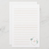 水色ユーカリ枠モノグラム 便箋 (正面/裏面)