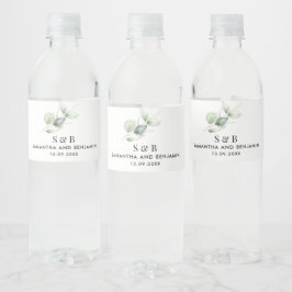 水色ユーカリ植物学ミニマル結婚の ペットボトルラベル