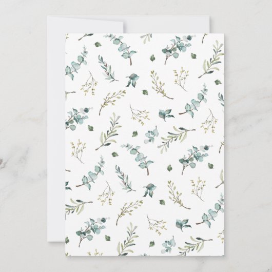 水色ユーカリ植物学結婚の セーブザデート (裏面)