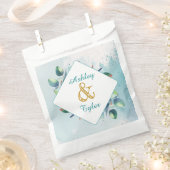 水色ユーカリ植物学結婚の フェイバーバッグ (クリップ留めされた状態)