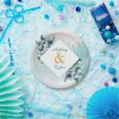 水色ユーカリ植物学結婚の ペーパープレート (パーティー)