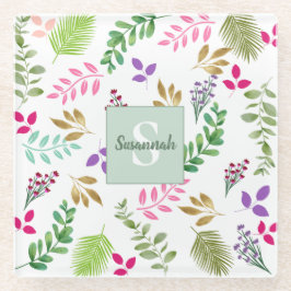 水色ユーカリ植物採集器 ガラスコースター