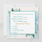 水色ユーカリ植物結婚式RSVP 招待状 (裏面)
