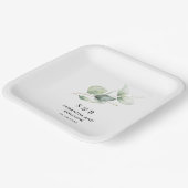 水色ユーカリ植物結婚披露宴 ペーパープレート (傾斜あり)