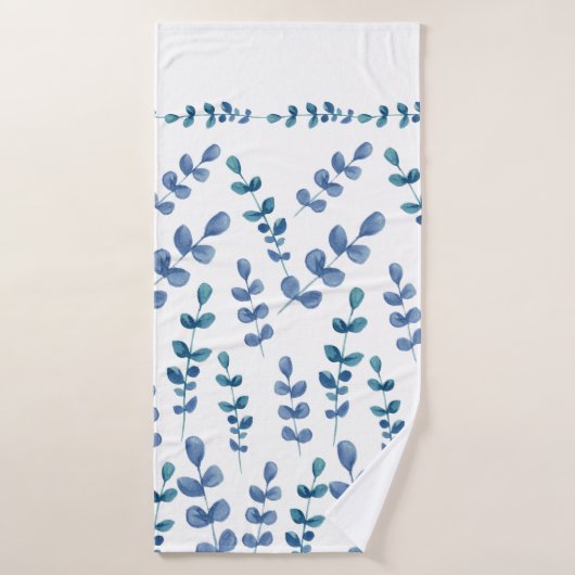 水色ユーカリ植物緑シャワーCu バスタオル (バスタオル)