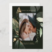 水色ユーカリ植物緑結婚園 招待状 (正面/裏面)