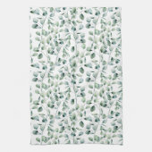 水色ユーカリ模様 キッチンタオル (縦)