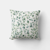 水色ユーカリ模様 クッション (正面)