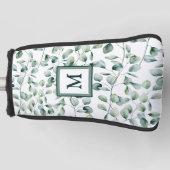 水色ユーカリ模様 ゴルフヘッドカバー (正面)