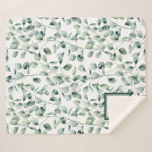 水色ユーカリ模様 シェルパブランケット (正面(横))