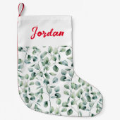 水色ユーカリ模様 スモールクリスマスストッキング (正面)