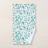 水色ユーカリ模様 バスタオルセット (ハンドタオル)