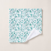 水色ユーカリ模様 バスタオルセット (ウォッシュタオル)