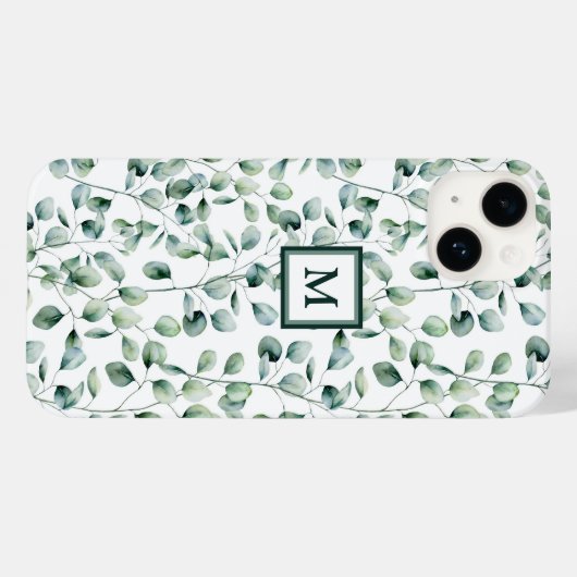 水色ユーカリ模様 Case-Mate iPhoneケース (裏面 (横))