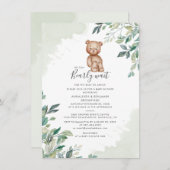 水色ユーカリ熊ベビーモダンシャワー 招待状 (正面/裏面)