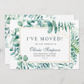 水色ユーカリ移動案内カード 案内状 (正面/裏面)
