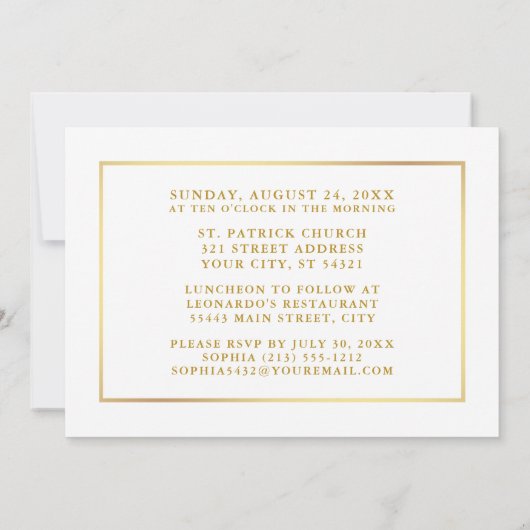 水色ユーカリ第一聖体金ゴールド写真 招待状 (裏面)