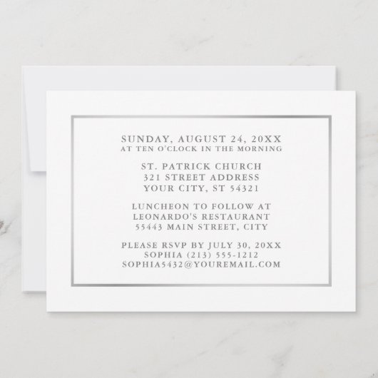 水色ユーカリ第一聖体銀写真 招待状 (裏面)