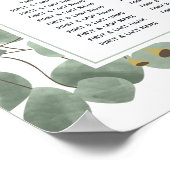 水色ユーカリ結婚のシーティングチャート ポスター (角)