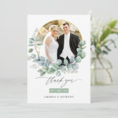 水色ユーカリ結婚の写真 サンキューカード (スタンド正面)