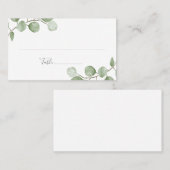 水色ユーカリ結婚の折り畳み座席表 プレイスカード (正面/裏面)