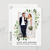 水色ユーカリ結婚の金ゴールド感謝してい愛 ポストカード (正面/裏面)