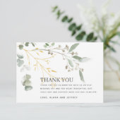 水色ユーカリ結婚グリーンリーの写真 サンキューカード (スタンド正面)