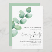 水色ユーカリ結婚ス夕べパーティー 招待状 (正面/裏面)