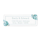 水色ユーカリ結婚ス差出人住所 ラベル (正面)