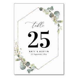 水色ユーカリ結婚ス文字 テーブルナンバー