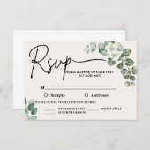 水色ユーカリ結婚ス 出欠カード (正面/裏面)