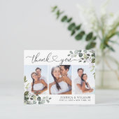 水色ユーカリ結婚プスの3写真ありがとう ポストカード (スタンド正面)