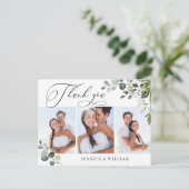 水色ユーカリ結婚プスの3写真ありがとう ポストカード (スタンド正面)