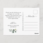 水色ユーカリ結婚プスの3写真ありがとう ポストカード (裏面)