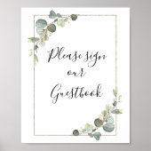 水色ユーカリ結婚プブック標識 ポスター (正面)