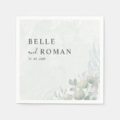 水色ユーカリ結婚ー スタンダードカクテルナプキン (正面)