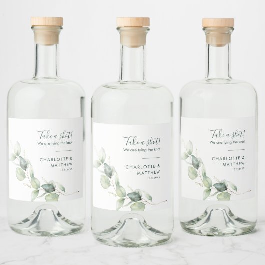 水色ユーカリ結婚ー リキュールボトルラベル (ボトル)