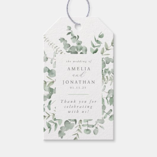 水色ユーカリ結婚式の引き出物 ギフトタグ (正面)