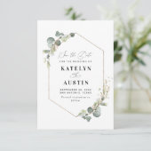 水色ユーカリ結婚式は日付カードを保存 セーブザデート (スタンド正面)