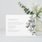 水色ユーカリ結婚式レセプション エンクロージャーカード (スタンド正面)