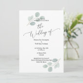 水色ユーカリ結婚式招待状なし写真 招待状 (スタンド正面)