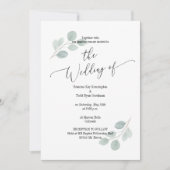 水色ユーカリ結婚式招待状なし写真 招待状 (正面)