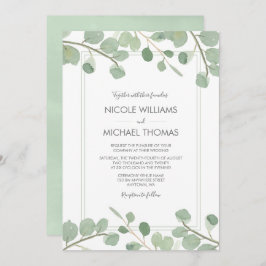 水色ユーカリ結婚式招待状 招待状