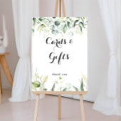 水色ユーカリ緑のカードとギフトサイン ポスター